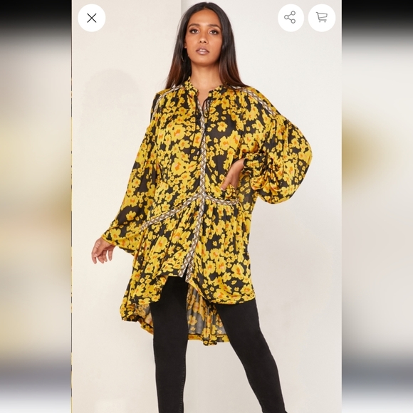 Free PeopleFollow BrandLove Letter Printed Balloon Sleeve mini dress - Picture 4 of 10